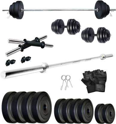 STARX 40 kg Home Gym PVC 40 KG Dumbbell Set with 5Ft Straight Rod & Gym Gloves Home Gym Combo