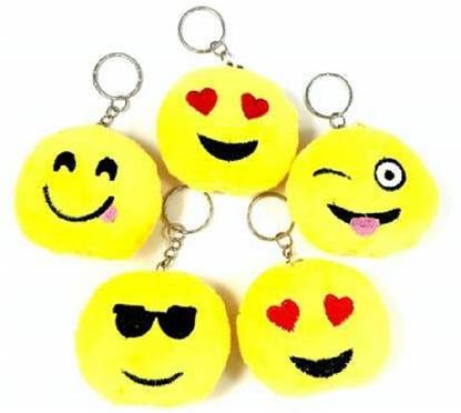 BORING Fluffy 5 Smiley Emoji Keyrings & Keychains for car Bike Key Chain