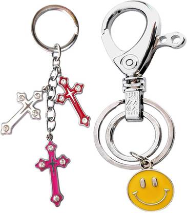 MGP FASHION Jesus Cross With Locking Smiley Emoji Cartoon Key Chain