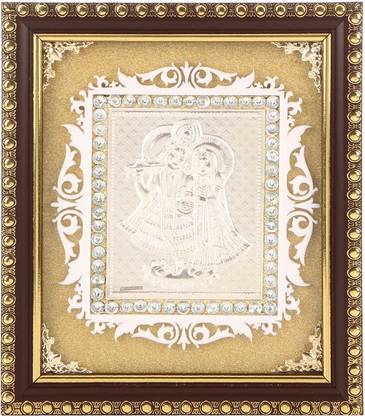 Osasbazaar Pure Silver Radha Krishna Photo Frame - 97%-99% Pure BIS Hallmarked Religious Frame