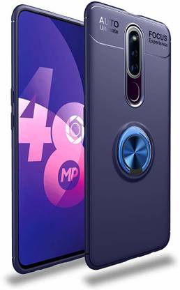 मोबिलव बैक कवर Oppo F11 Pro | Metal Finger Ring Case Stand Back Cover with Rubberized Soft Silicone Case के लिए