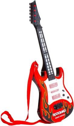 Tenmar Battery Operated Music And Lights Rock Band Guitar For Kids (Red)
