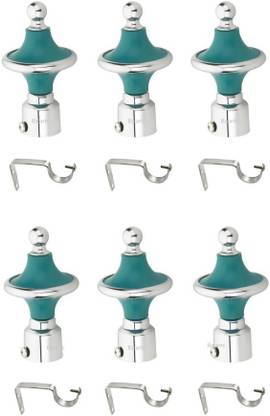 Bzcarts Green Rod Rail Bracket, Curtain Knobs, Curtain Hooks Metal