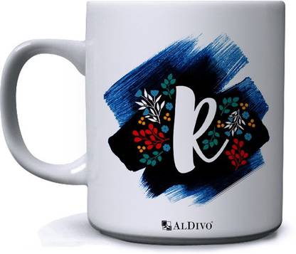 alDivo Gift Alphabet Designed Letter R Printed Ceramic Coffee Mug