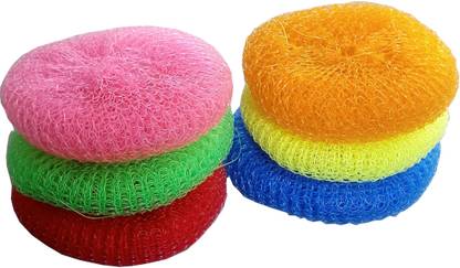 FOAB Nylon Round Plastic Scrubber -Set of 6 Scrub Sponge