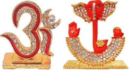 BEI Combo Of 2 Lord Shiva Symbol OM Sign Idol Decorative Showpiece  -  7 cm