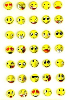 Aadya Crafts 35 cm Crystal Diamond Smiley Face Small Sticker Self Adhesive Sticker