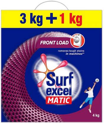 Surf excel Matic Front Load Detergent Powder, 3 Kg + 1 kg Detergent Powder