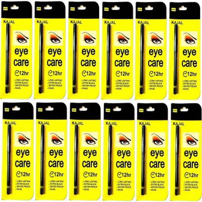 SWIPA Kajal Long Lasting Extra Black Waterproof (Pack Of-12)