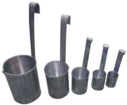 Pretail Set of Milk/Oil/Liquid Measuring Traditional Milkman Aluminium Cups/Scales with Vertical Handles. Set of 5 (50ml, 100ml, 200ml, 500ml & 1Ltr.) Measuring Cup