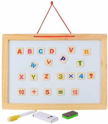 Wyvern Magnetic Double Sided White & Black Wooden Board with Tangram,Letters & Numbers ( Size: 33 X 23 cm , Small ) Toy Accessory