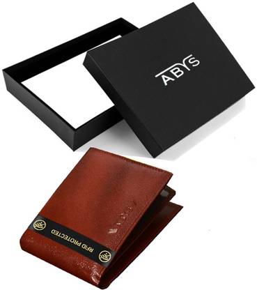 ABYS 100% Genuine Leather Brown Traveller Wallet||Pocket Wallet||Regular Use Wallet With RFID Protected For Men