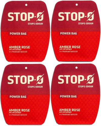 Lia Amber Rose Gel 40g Pack of 4, Stop-O Air Freshener Power Bag Combo with Fragrance Boosters Gel Power Bag
