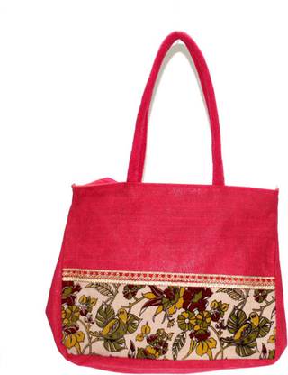 just green leaf Jute Single Zip Bag Shoulder Bag