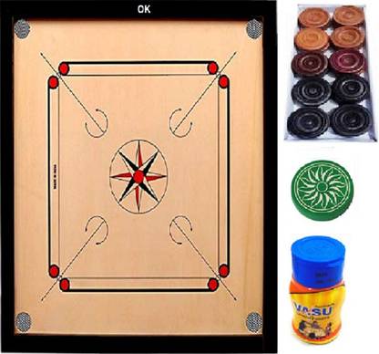 CLICK N HOME Carrom Board Game 27x27 inches Wooden 27" inch Board 68.58 cm Carrom Board