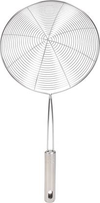 Technof Stainless Steel Deep Fry Strainer Wire Skimmer with Spiral Mesh, Professional Grade Handle Skimmer Spoon ( 17CM) Collapsible Strainer