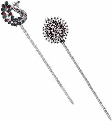 V L INTERNATIONAL Combo of 2 Women Hair Sticks Antique Decorative Hair Bun Sticks Bun Stick