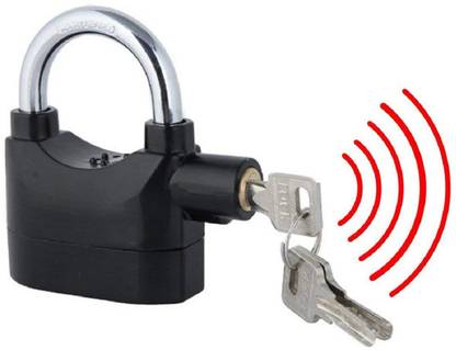 LAMRA Anti-Theft Security Alarm Padlock Safety Lock (Black) Padlock