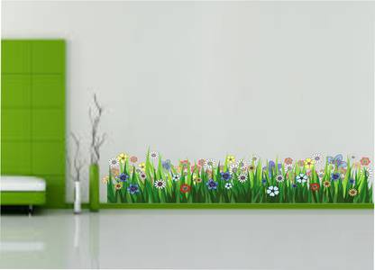SUDARSHAN STICKER 26 cm Flower Grass Wall Stickers ( 26Cm X 116Cm ) Self Adhesive Sticker