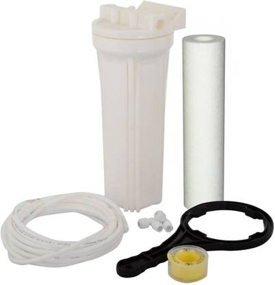 Anveeras Prefilter Housing Bowl Filter + PP Spun Filter + 3 Mtr Pipe + Tefflon Tape + 1/4" Nosel & Spanner Key for RO Water Purifie Solid Filter Cartridge