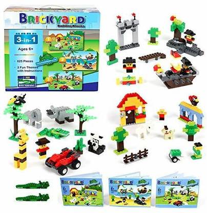 Brickyard Building Blocks 3-in-1 Building Bricks Set 625 Pieces