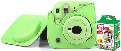FUJIFILM Instax Mini 9 Camera With Leather Bag and 20x Film Sheet - Lime Green Instant Camera