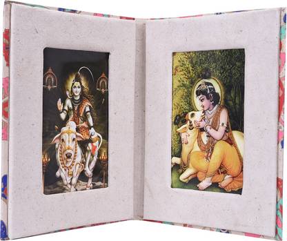 GAUKRITI Double Photo frame Made From Cow Dung 6 inch Double Photo Frame