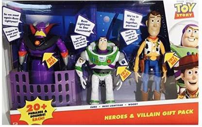 PIXAR Toy Story Heroes & Villain Gift Pack Talking Zurg Buzz Lightyear & Woody
