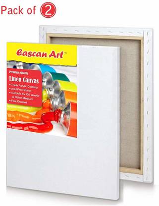 Eascan Art 12" x 24" Linen Medium Grain Stretched Canvas Board (Set of 2)