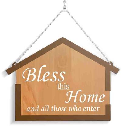 100yellow Wooden Bless this home Name Plate