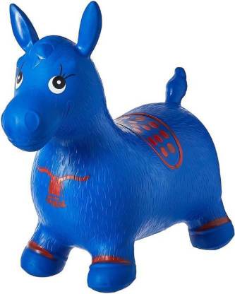 Anvi Inflatable Jumping & Bouncer Riding Horse Animal Toy for Kids (Blue)