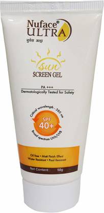 NuFace Sunscreen - SPF 50 PA+++ Ultra Sunscreen Gel, 50g