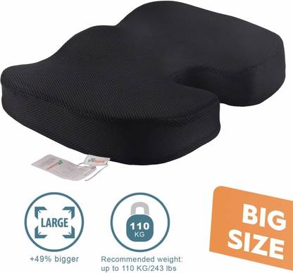 Grin Health Large Memory Foam Seat Cushion for Coccyx, Sciatica, Back / Lumbar Support