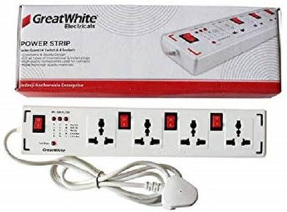 Great White POWER STRIP SPIKE GUARD with 4 individual switches for all sockets 4  Socket Extension Boards