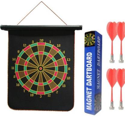 Capital O Double Faced Portable, Foldable High Quality Magnetic Dart Game With 4 Colourful Non Pointed Darts. Strong Magnetic Hold And Darts Stick Archery Kit Dart Board Board Game Dart Board Game