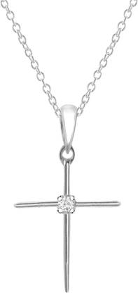 SilverDew Cross Pendant Necklace For Girls, CZ Diamond Cross Necklace For Women's Silver Pendant