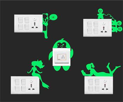 DreamKraft 10.16 cm Radium Night Glow Switch Board Stickers Self Adhesive Sticker