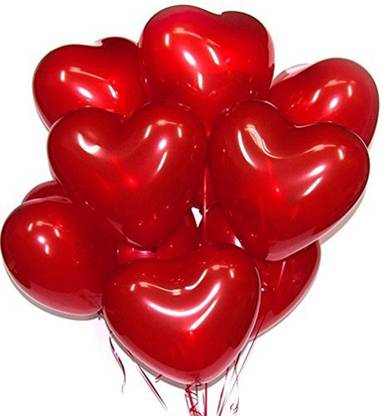 Masti Zone Solid Matellic Latex Red Heart Shape Balloons Balloon