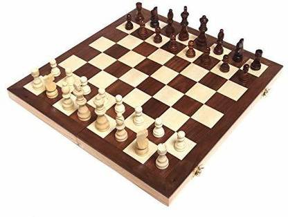 Chess Armory 15" Wooden Chess Set Felted Game Board Interior Storage Strategy & War Board Game