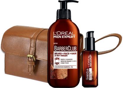 L'Oréal Paris Men Expert Barber Club 3 In 1 Wash Plus Short Beard and Face Moisturiser with Bag