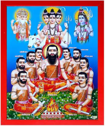 Art collection decorative Lord Brahma Vishnu & Shiva Indian Gods Trinity Tridev Trimurti photo frames painting Ink 13.2 inch x 10.8 inch Painting