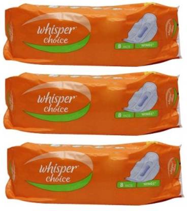 Whisper Choice Regular wings - Medium (8 Pads) Pack of 3 Sanitary Pad
