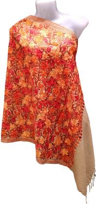 Kashmiri Embroidered Wool Blend Women Stole