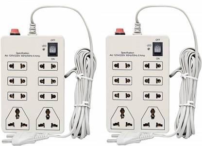 Tech-X Heavy Duty Electrical Extension Cord Power Socket for Computer with 4 Meter Wire 8 Socket Surge Protector Pack of 2 8  Socket Extension Boards