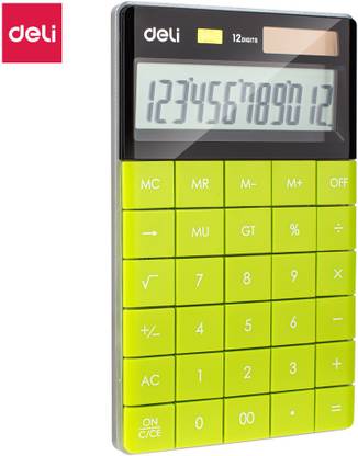 Deli W1589 Modern Compact Green 12 Digit Large Display Big Buttons Dual Power with 3 Year Warranty Basic  Calculator