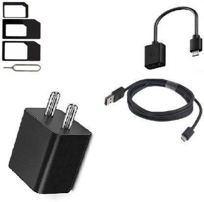 Venice Wall Charger Accessory Combo for Xiaomi, Mi, Xiaomi Redmi 5A, Xiaomi Redmi 4A, Xiaomi Redmi Y1 Lite, Xiaomi Redmi 4, Xiaomi Redmi Note 3, Xiaomi Mi4, Xiaomi Mi4i, Xiaomi Mi3, Xiaomi Redmi 2, Xiaomi Redmi 3s Prime, Xiaomi Redmi 2s Prime, Xiaomi Redmi 6, Xiaomi Note 6A, Xiaomi Redmi Go, Xiaomi Y2, Xiaomi Redmi Note 4 Charger With 1 Meter Micro USB Charging Cable , Wire OTG & Sim Adapter