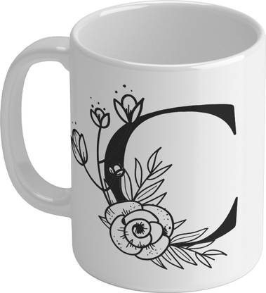Shieldsmore Ceramic Alphabet C Printed Coffee/Cup for Gift | White Ceramic Coffee Mug