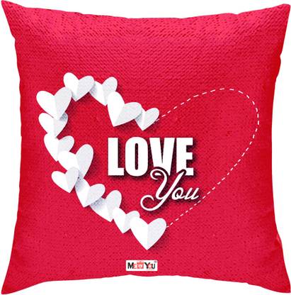 ME&YOU Microfibre Sequin Printed Cushion Decorative Cushion Pack of 1