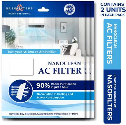Nasofilters Nanoclean AC Filters | Make Your AC into Air Purifier | Pack of 3 Air Purifier Filter