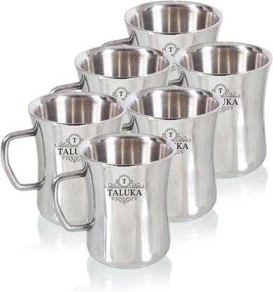 TALUKA Stainless Steel Coffee Set, 400 ml (Silver) - 2 Pieces Stainless Steel Coffee Mug